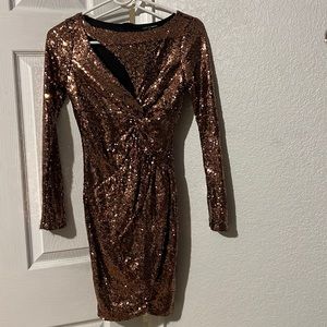 Sequin Mini Bronze dress